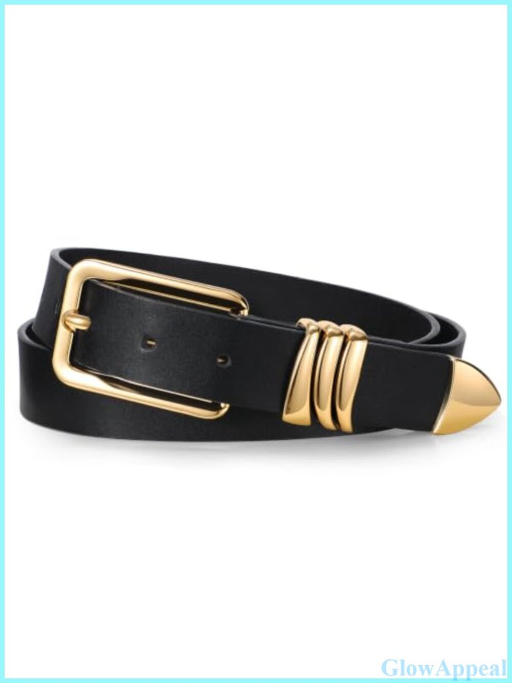 Faux Leather Slim Waist Belt Gold Buckle Adjustable Fit